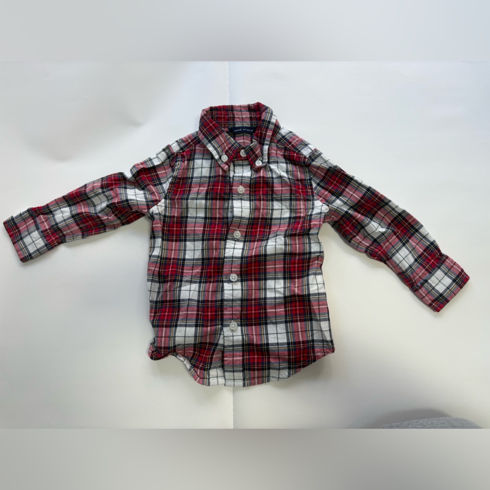 Janie and Jack Red and White Plaid Button Down Shirt